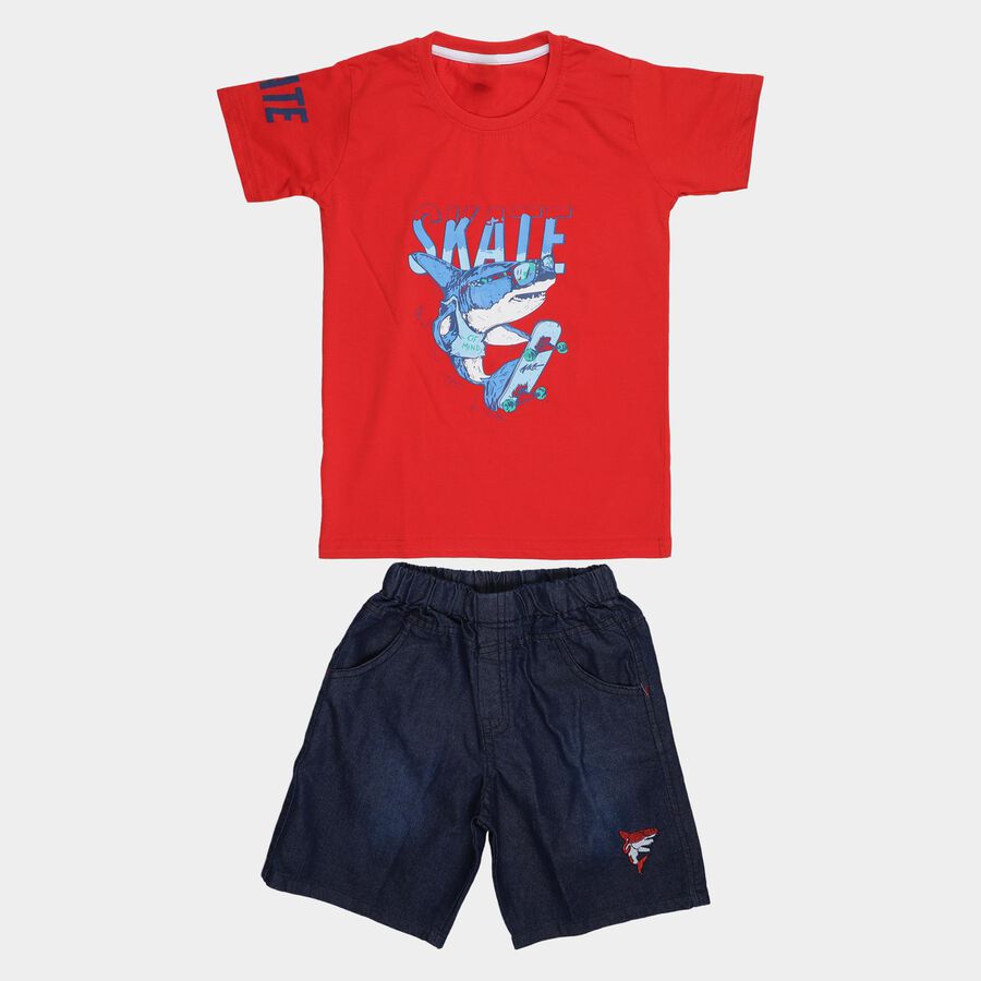 Boys' Woven Baba Suit, लाल, large