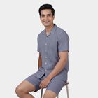 Men's Co-ord Set, मध्यम नीला, small