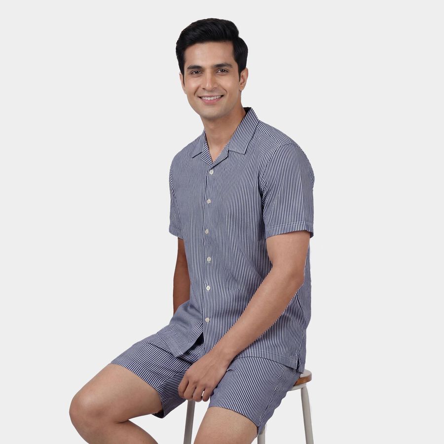 Men's Co-ord Set, मध्यम नीला, large