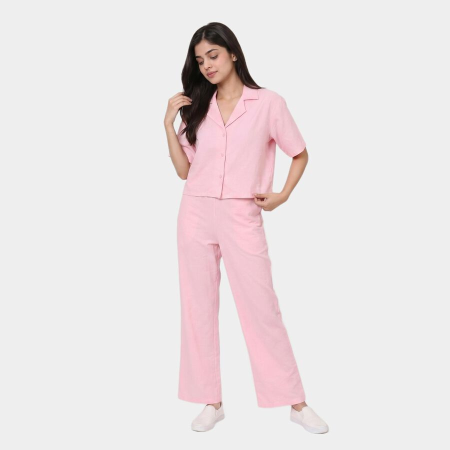 Women's Pink Solid Co-ord Set, Light Pink, large