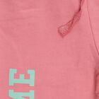 Girls' Bright Coral Pink Text Print Elastic Waist Pyjama, मूँगा (कोरल), small image number null