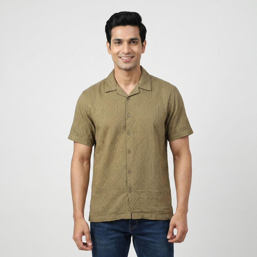 Men's Green Casual Shirt, Light Green, large