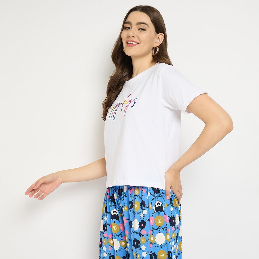 Ladies' Round Neck T-Shirt, सफ़ेद, large image number null