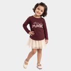 Girls' Wine Round Neck Regular Top, Wine, small