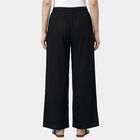 Women's Black Relaxed Fit Tassel Drawstring Palazzos, Black, small