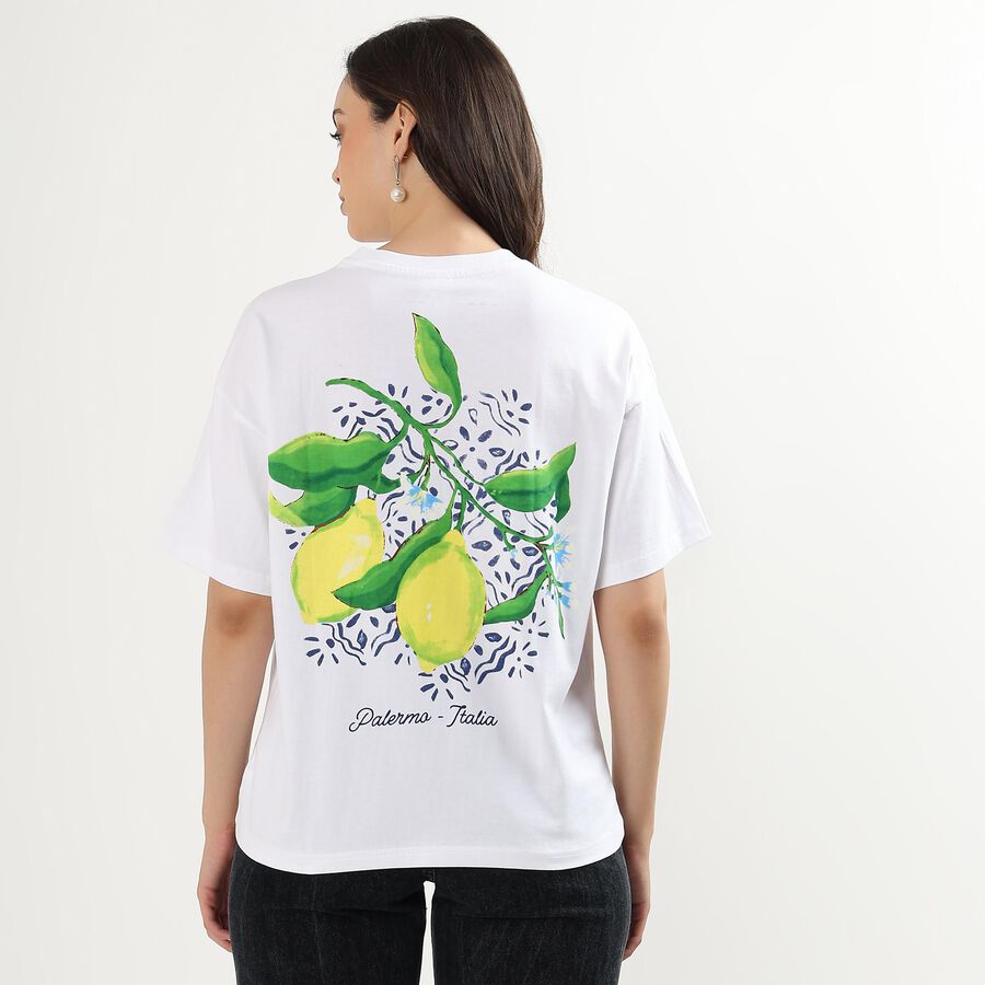 Ladies' 100% Cotton Round Neck T-Shirt, सफ़ेद, large image number null