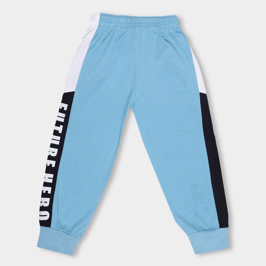 Boys' Muted Charcoal Gray Jogger Style Cotton Blend Pyjama, हल्का नीला, large image number null