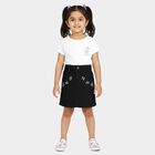 Girls' Black Regular Fit Embroidered Denim Skirt, काला, small