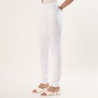 Women's Bright White Cotton Blend Elastic Waist Churidar, सफ़ेद, small image number null