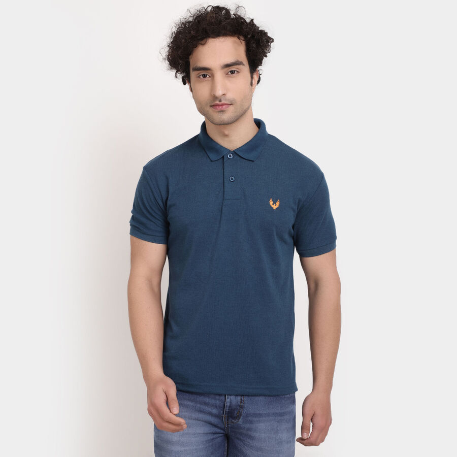 Solid Polo Shirt, Teal Blue, large image number null