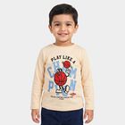 Boys Beige Crew Neck Regular Boys T-Shirt, Beige, small