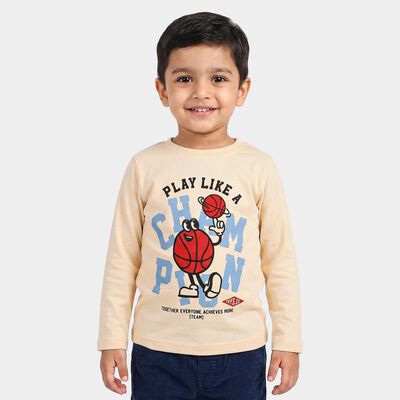 Boys Beige Crew Neck Regular Boys T-Shirt