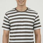 Men's Khaki Round Neck Casual T-Shirt, Khaki, small