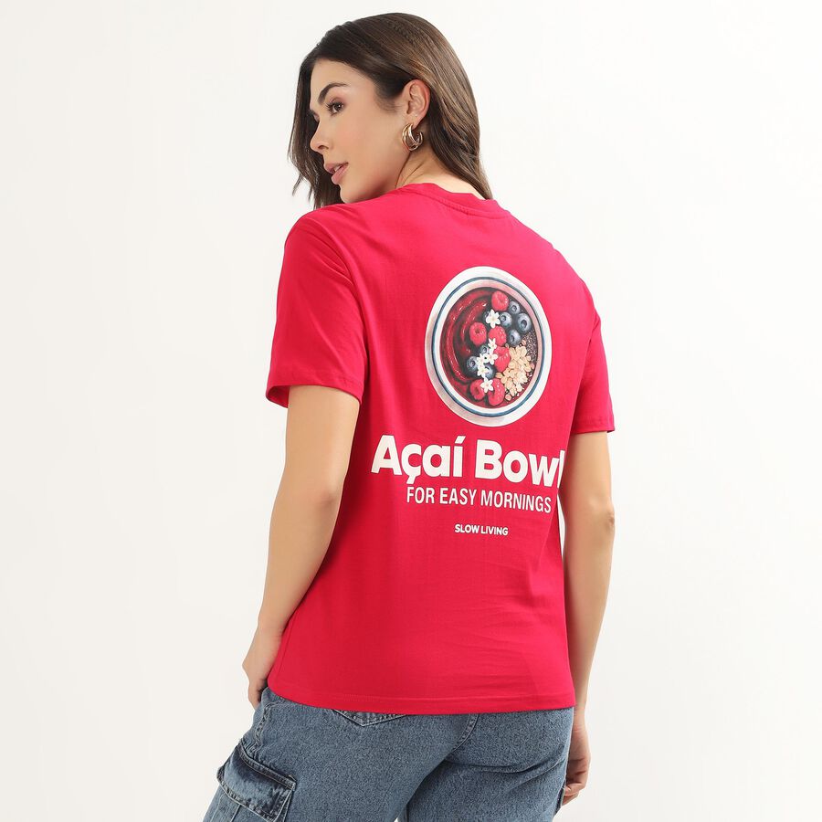 Ladies' Round Neck T-Shirt, रानी (फ्यूशिया), large