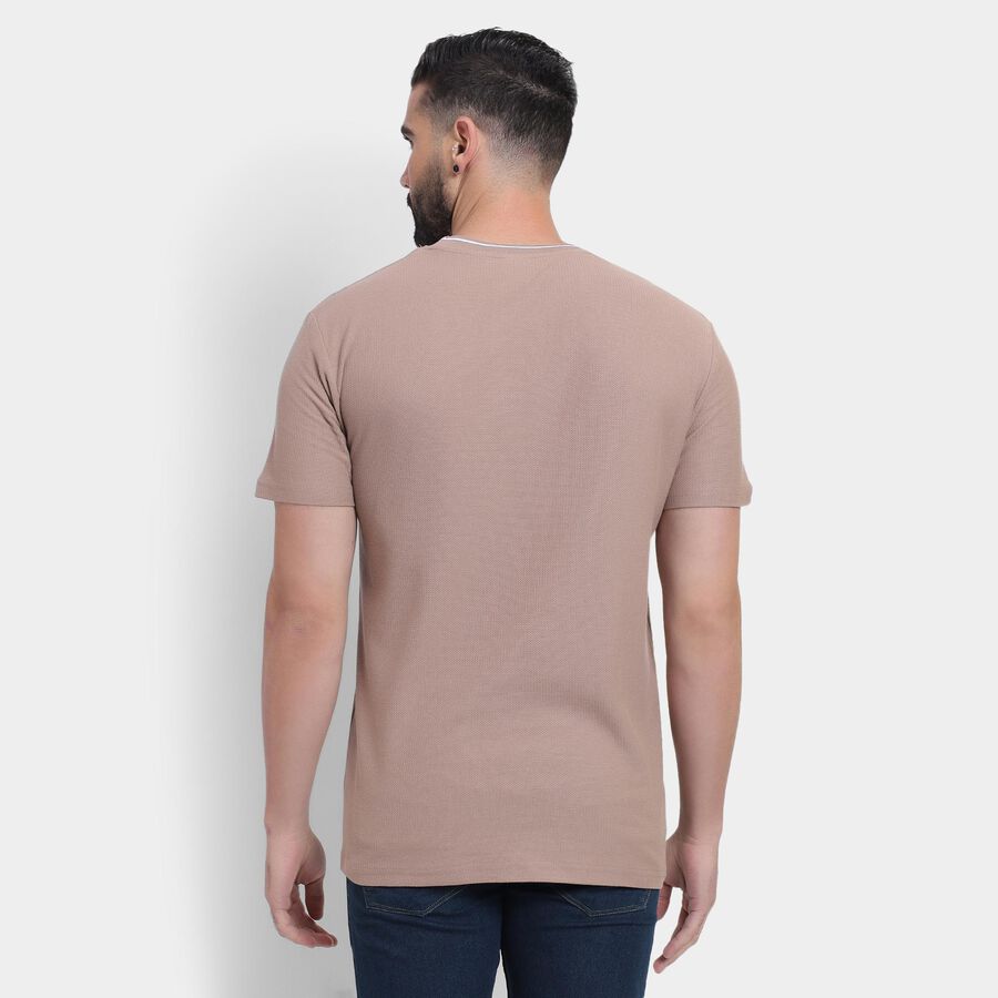 Men's 100% Cotton Round Neck Half Sleeves T-Shirt , Brown, large image number null