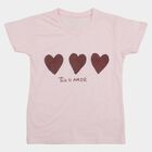 Girls Pink Round Neck Graphic Print Regular T-Shirt, गुलाबी, small