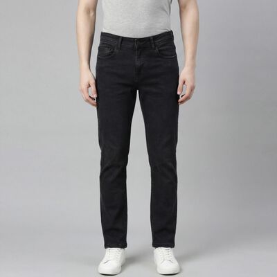 Men's Dark Grey Slim Fit Washed Jeans