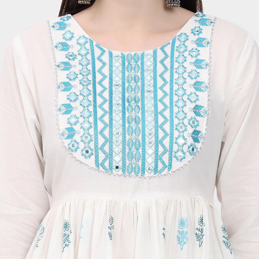 Ladies' 100% Cotton Kurta , Light Blue, large image number null