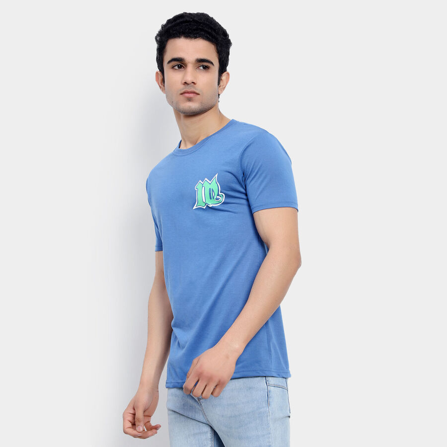 राउन्ड नेक टी-शर्ट, मध्यम नीला, large image number null