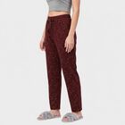 Women's Wine Straight Fit Printed Elastic Waist Pyjama, Wine, small