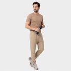 Men's Beige Jogger Fit Solid Track Pants, गहरा पीला, small
