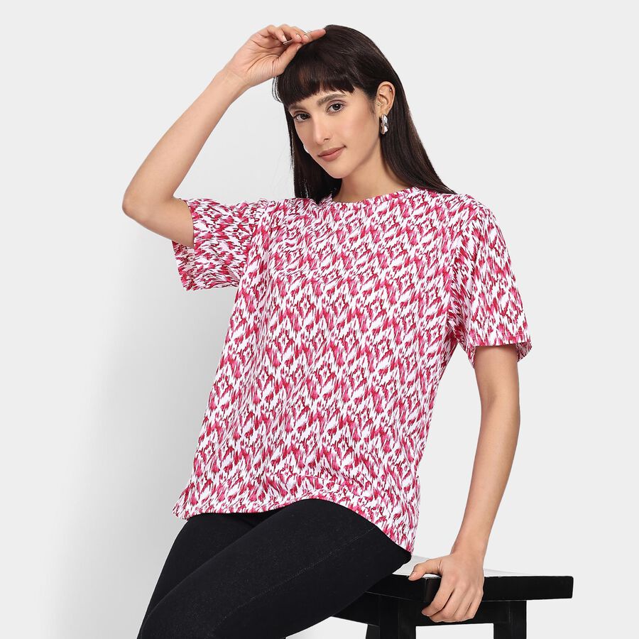 Ladies' Round Neck T-Shirt , Fuchsia, large image number null