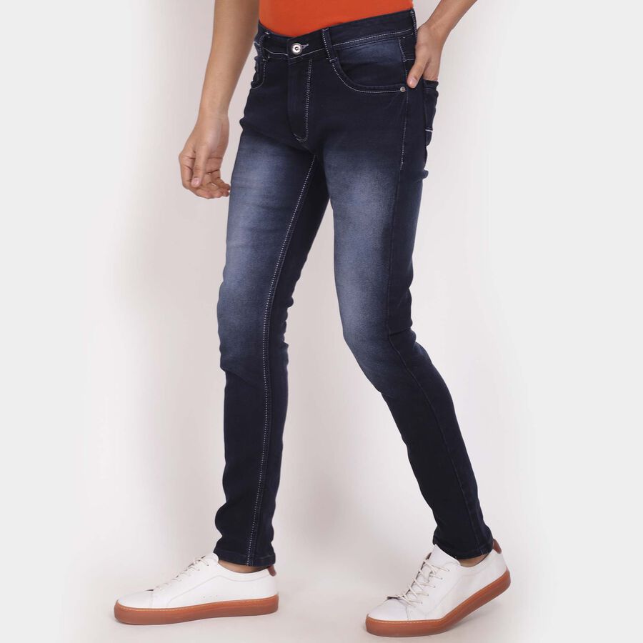 Overdyed 5 Pocket Slim Fit Jeans, Dark Blue, large image number null