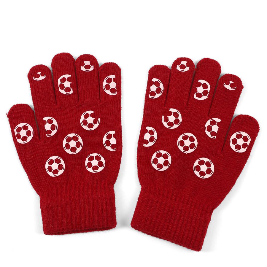 Boys' Gloves, Maroon, large image number null