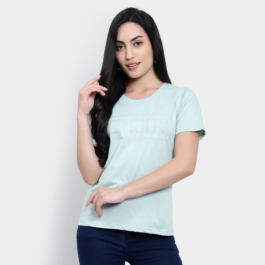 Round Neck T-Shirt, हल्का हरा, large image number null