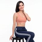 Women's Coral Scoop Neck Sports Bra, Coral, small