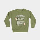 Boys' Olive Green Crew Neck Graphic Print Sweatshirt, Olive, small