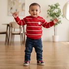 Infants' Red Crew Neck Pullover, लाल, small