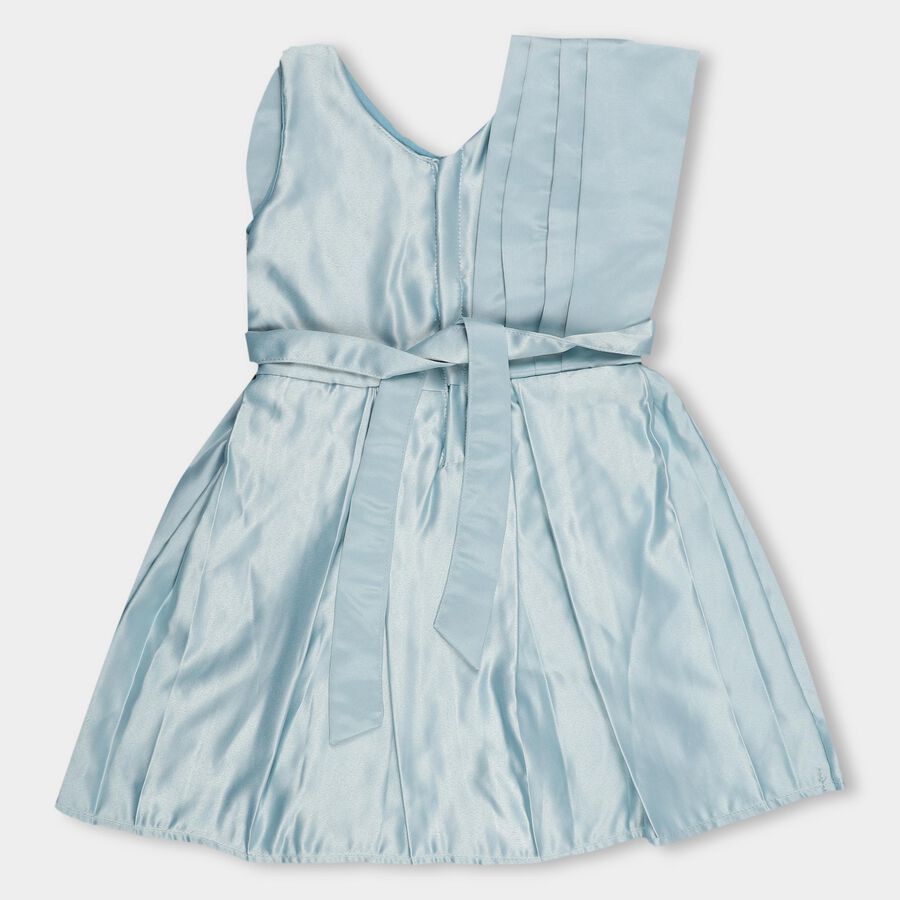 Girls' Light Sky Blue Rhinestone Embellished Party Wear Frock, Aqua, large image number null