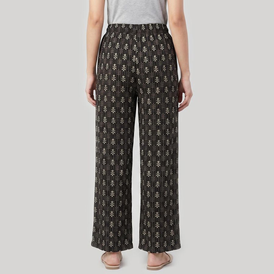 Women's Black Regular Fit Printed Palazzos, काला, large