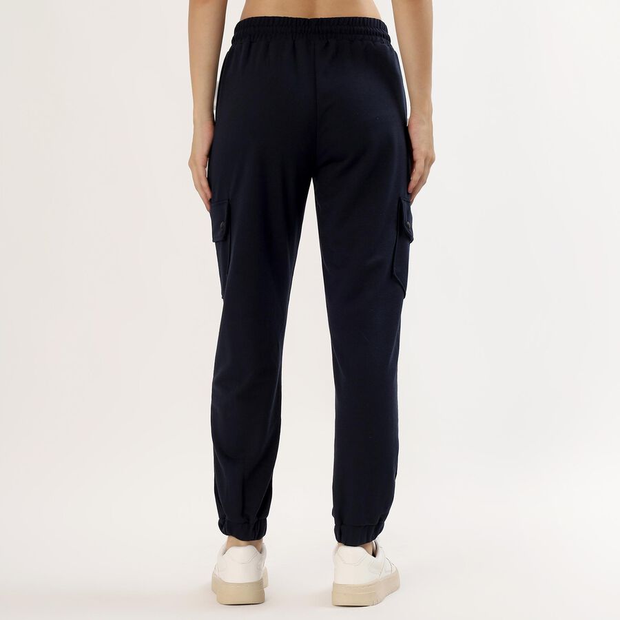 Women's Deep Navy Blue Relaxed Fit Cargo Track Pants, नेवी ब्लू, large image number null