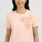 Women's Light Pink Round Neck Casual T-Shirt, Light Pink, small