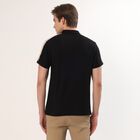 Men's Jet Black Polo Collar Casual T-Shirt, Black, small