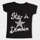 Girls' 100% Cotton T-Shirt, Black, small