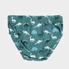 Boys' Muted Teal Green and Light Grey Regular Fit Printed and Solid Briefs, हल्का हरा, small image number null