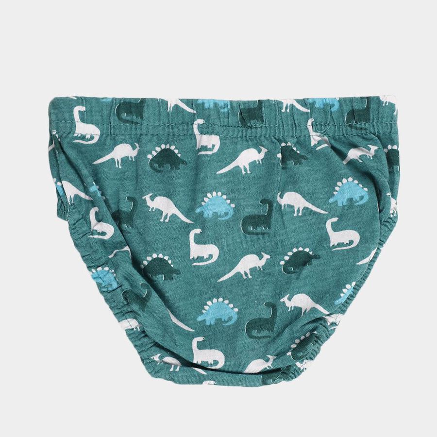 Boys' Muted Teal Green and Light Grey Regular Fit Printed and Solid Briefs, हल्का हरा, large image number null