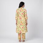Women's Yellow V-Neck Floral Printed Kurta, Yellow, small