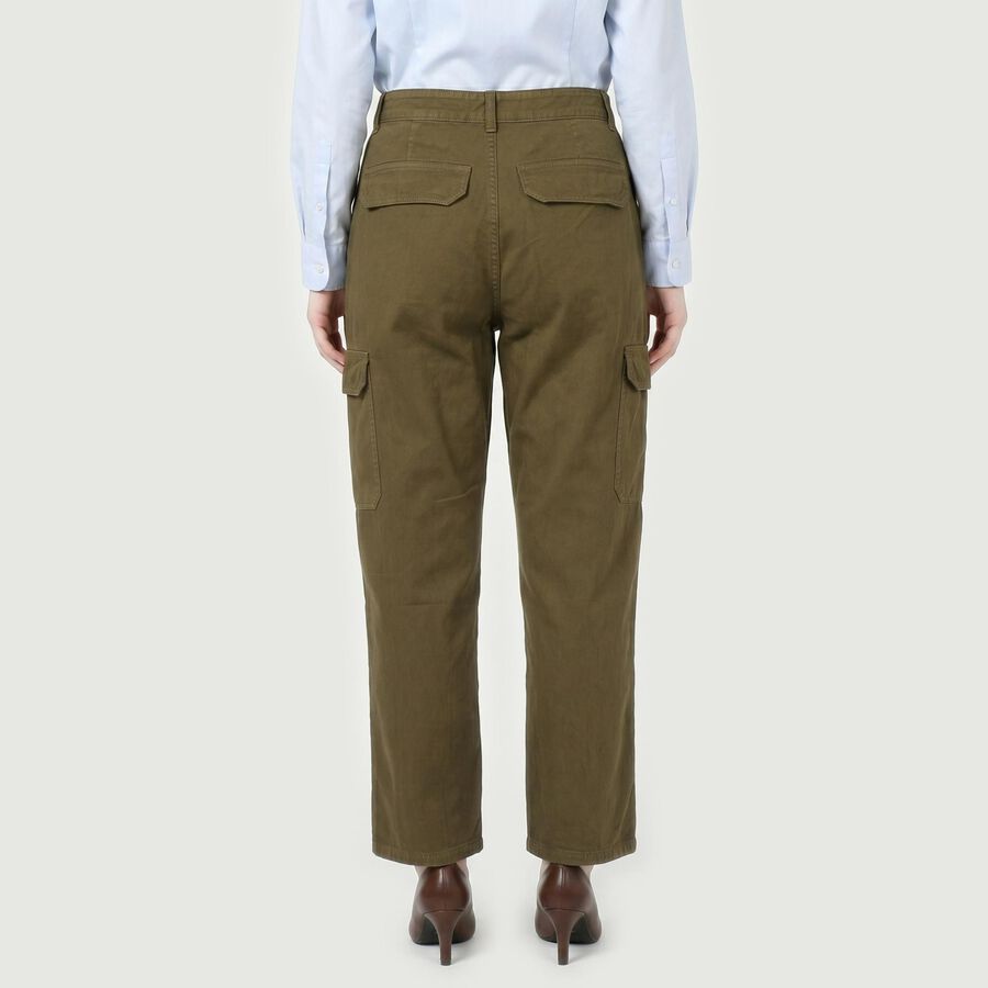 Women's Olive Green Regular Fit Casual Trousers, ओलिव, large