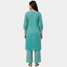 Women's Mint 100% Cotton V-Neck Floral Printed Kurta, Light Green, small