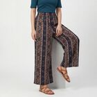 Women's Navy Blue Wide-Leg Printed Palazzos, गहरा नीला, small