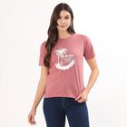 Women's Bright Purple Round Neck Casual T-Shirt, Purple, small