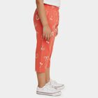 Girls' Orange Regular Fit Printed Capri, Coral, small