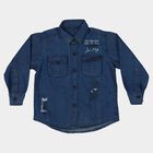 Boys' Light Blue Long Sleeve Collared Utility Shirt, हल्का नीला, small