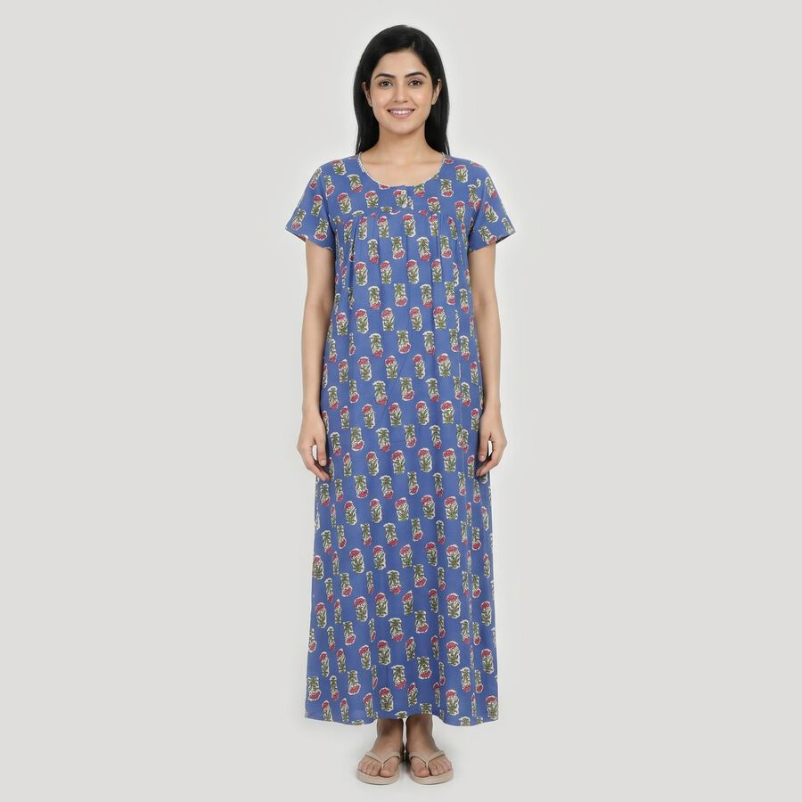 Women's Blue Nighty, Mid Blue, large