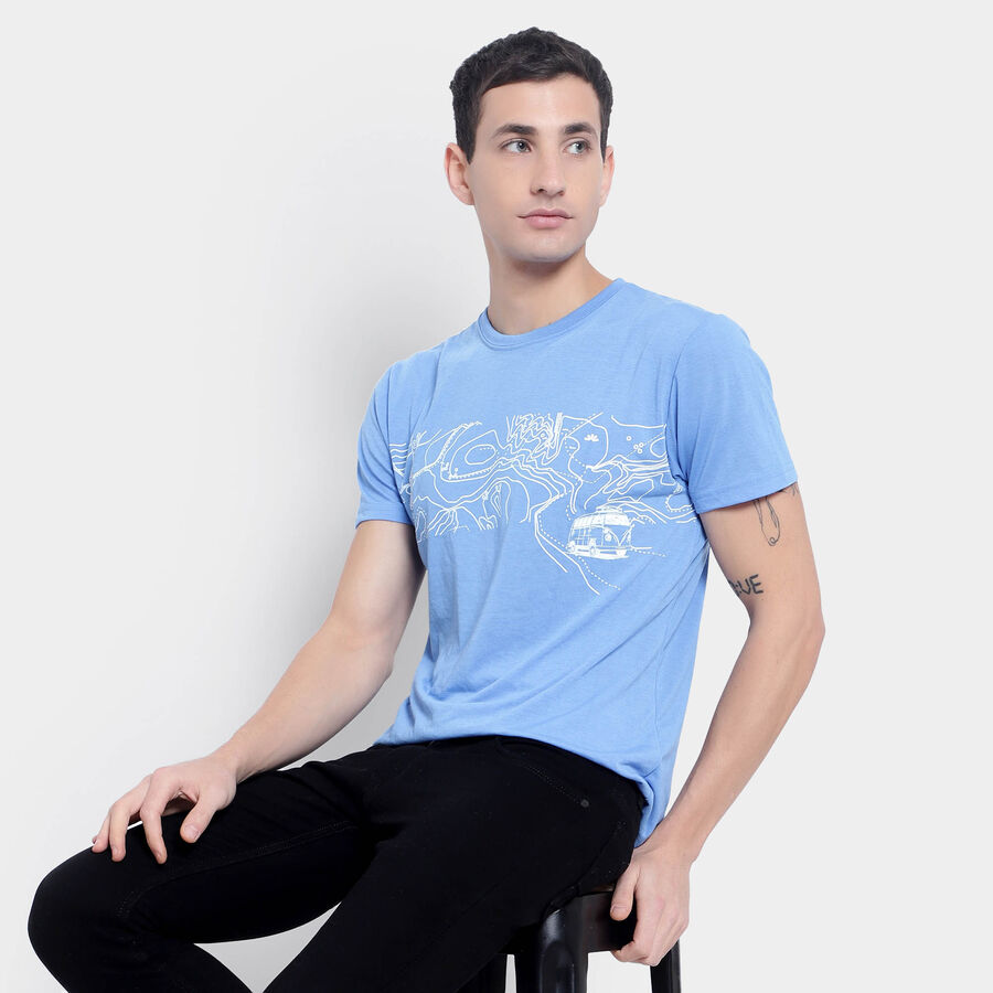 Round Neck T- Shirt, हल्का नीला, large image number null