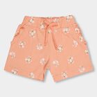 Girls' Peach Floral Printed Pull-Up Shorts, पीच, small image number null